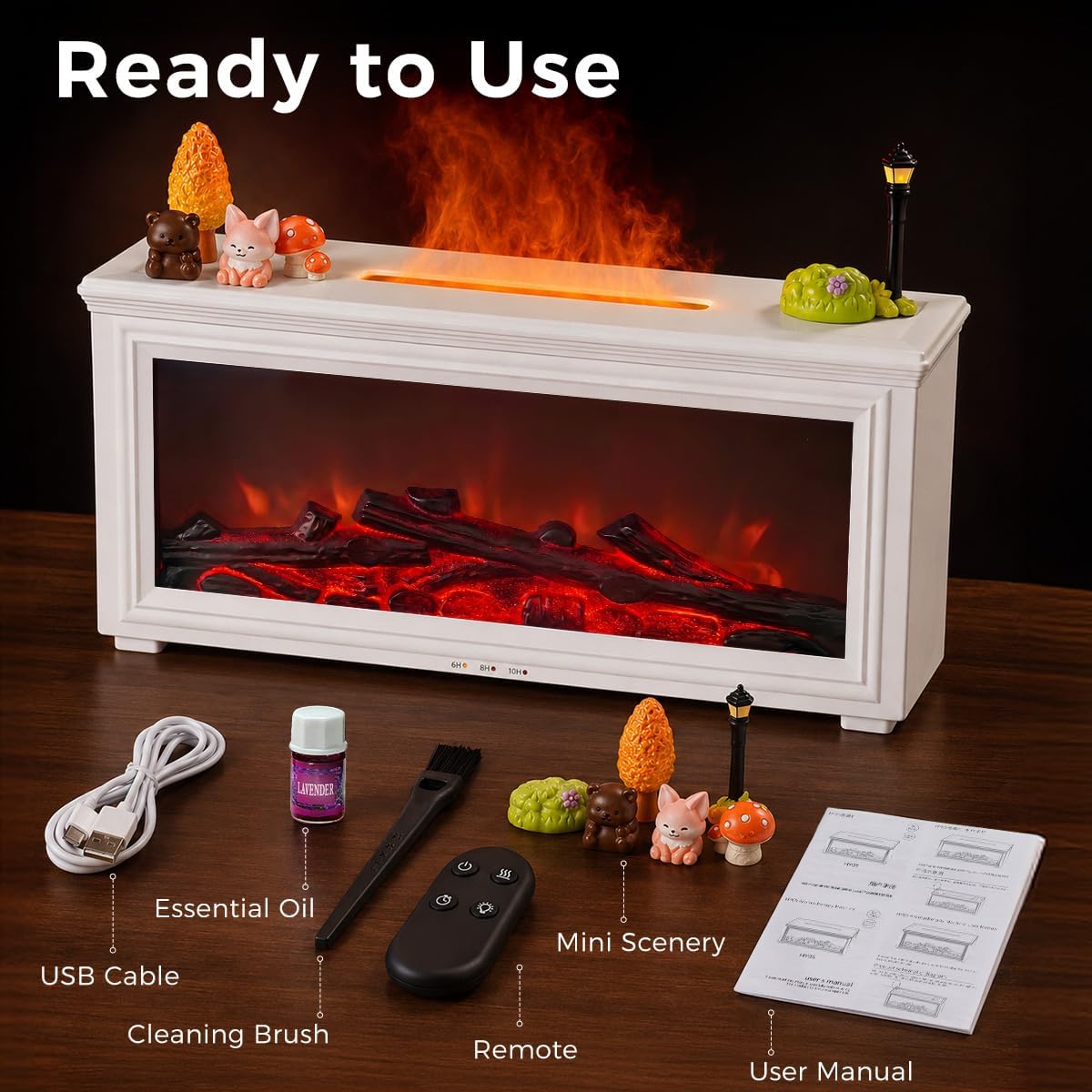 Bsdgeclogy Humidificador de llama para chimenea, difusor de aceite...