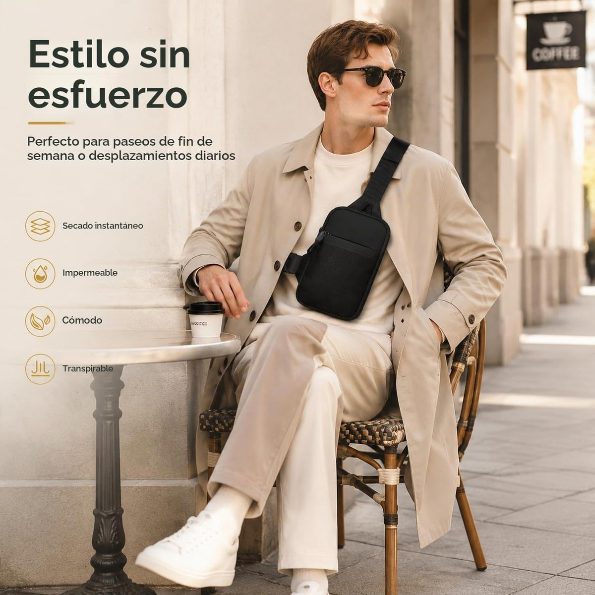 Simptech Mini bolsa cruzada \u2013 Riñonera de doble bolsillo resis...