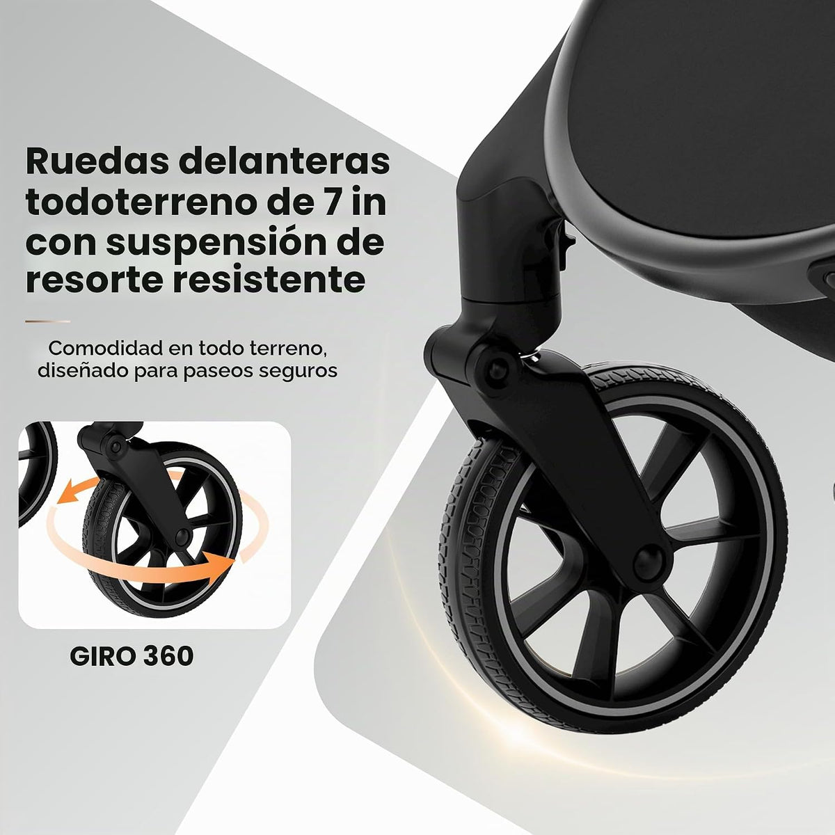 Babideal Cochecito de bebé para recién nacido y niño, plegado con u...