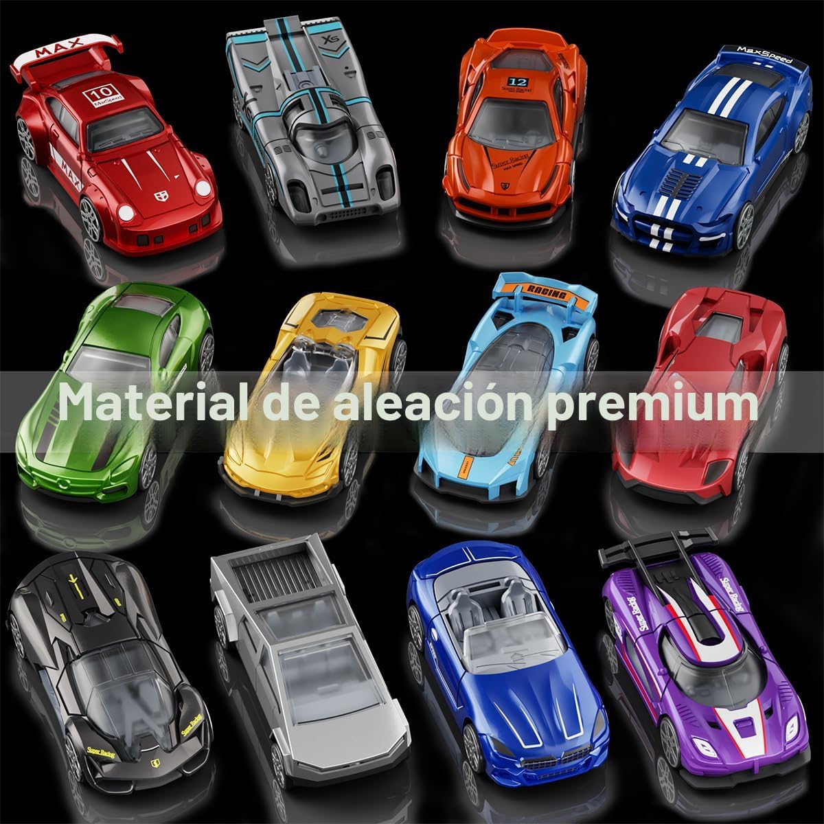 Yewkou Juego de 12 vehículos de juguete de metal fundido a presión...