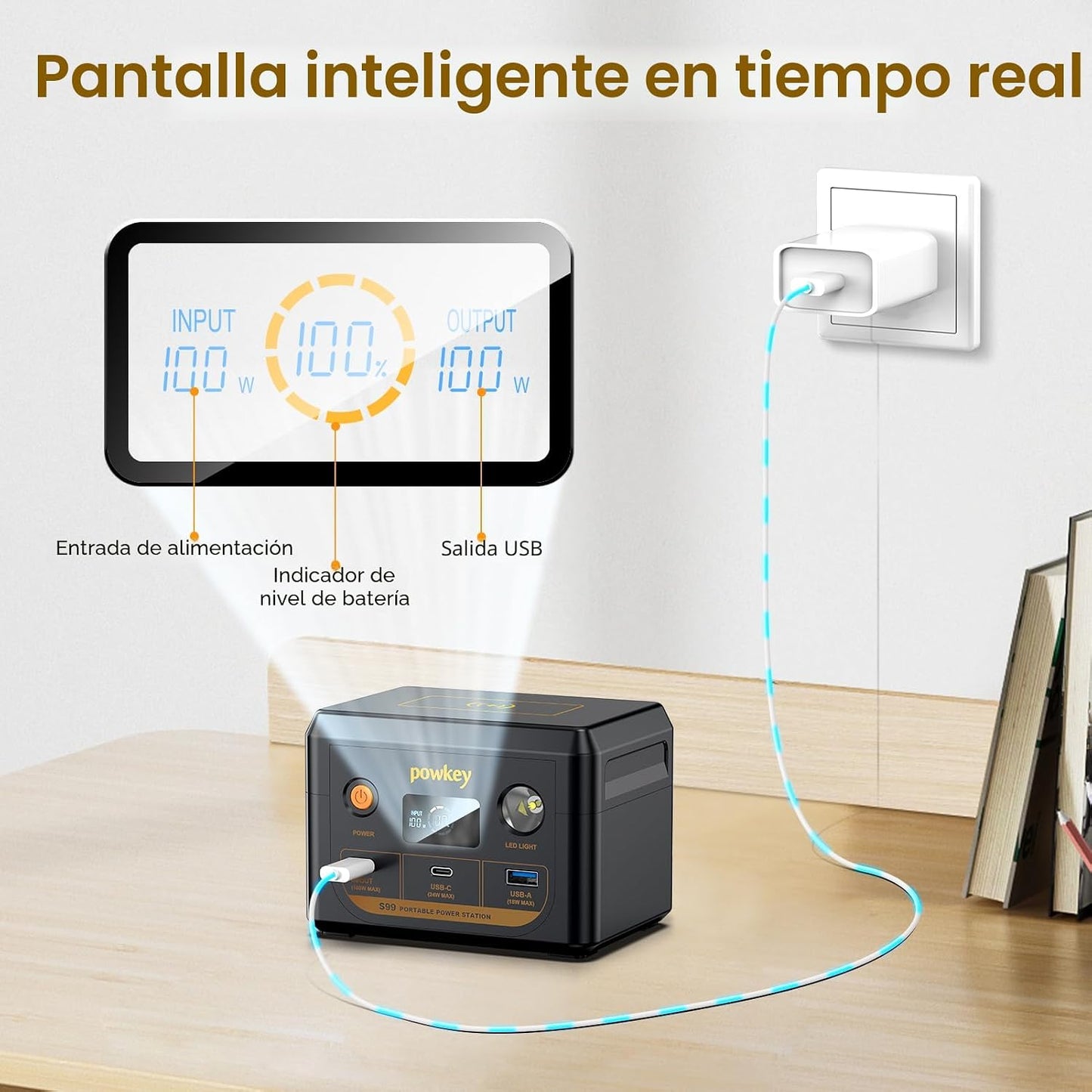 powkey Estación de energía para portátil 30000mAh 100W Cargador por...