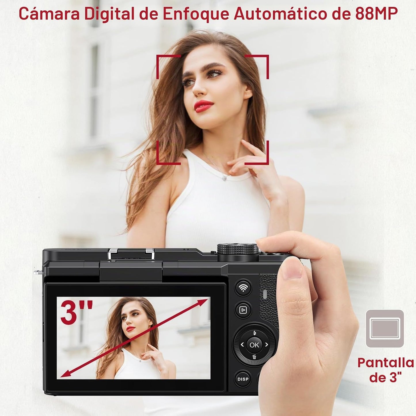 Cámara digital 8K WiFi \u2013 Cámaras de vlogging de 88MP para foto...