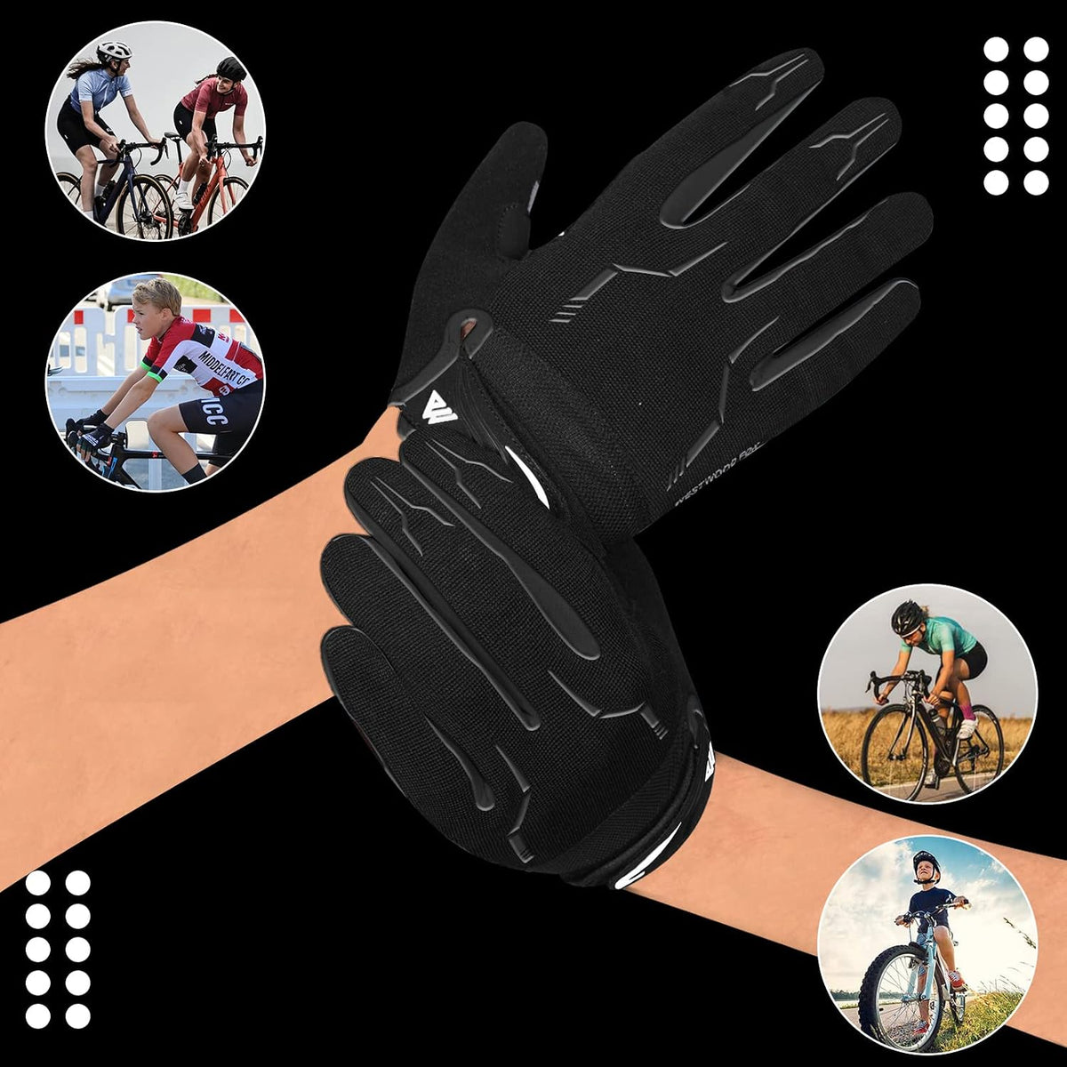 WESTWOOD FOX Guantes de ciclismo para hombres - Guantes de dedo com...