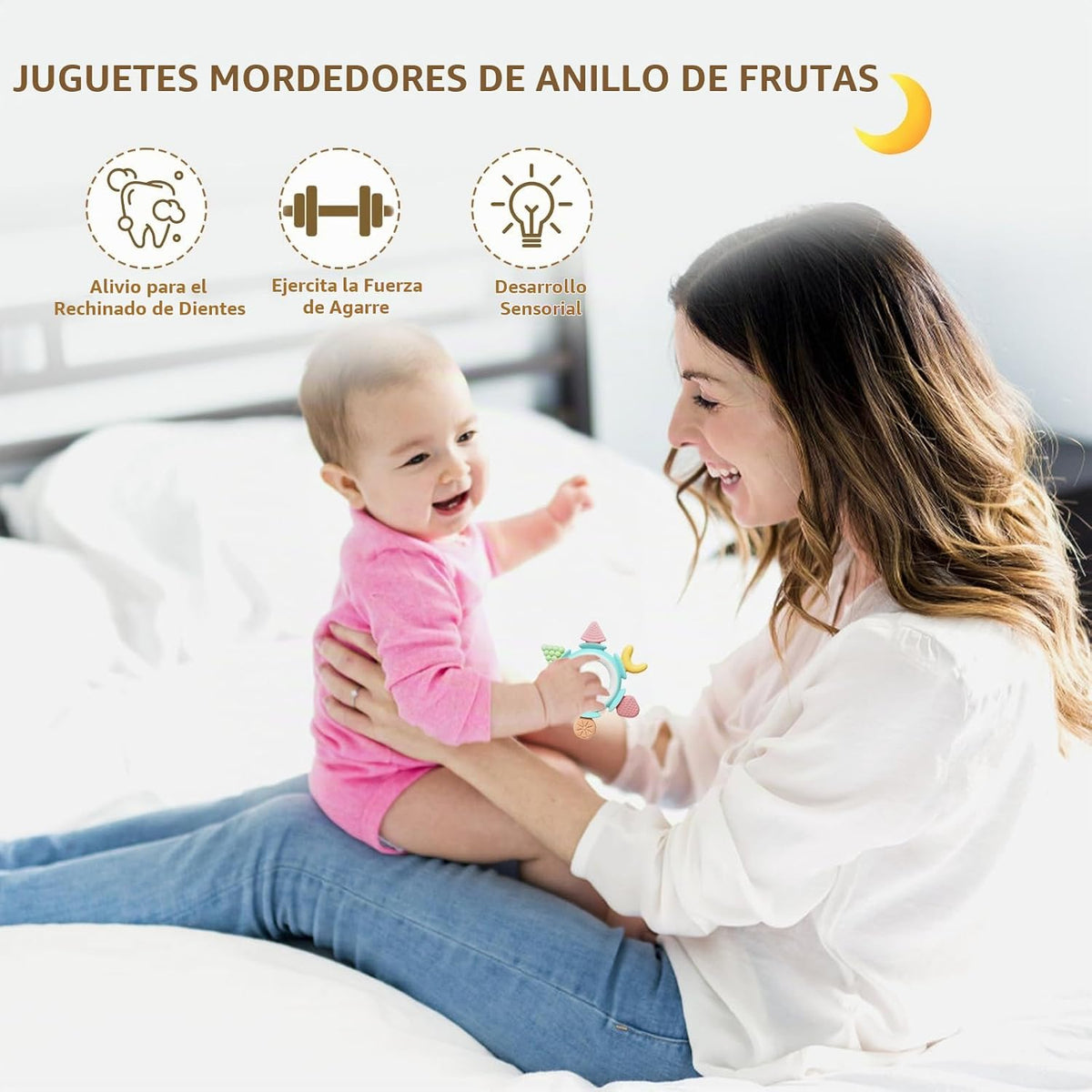Hooku Mordedores de silicona para bebés de 6 a 12 meses, juguetes d...