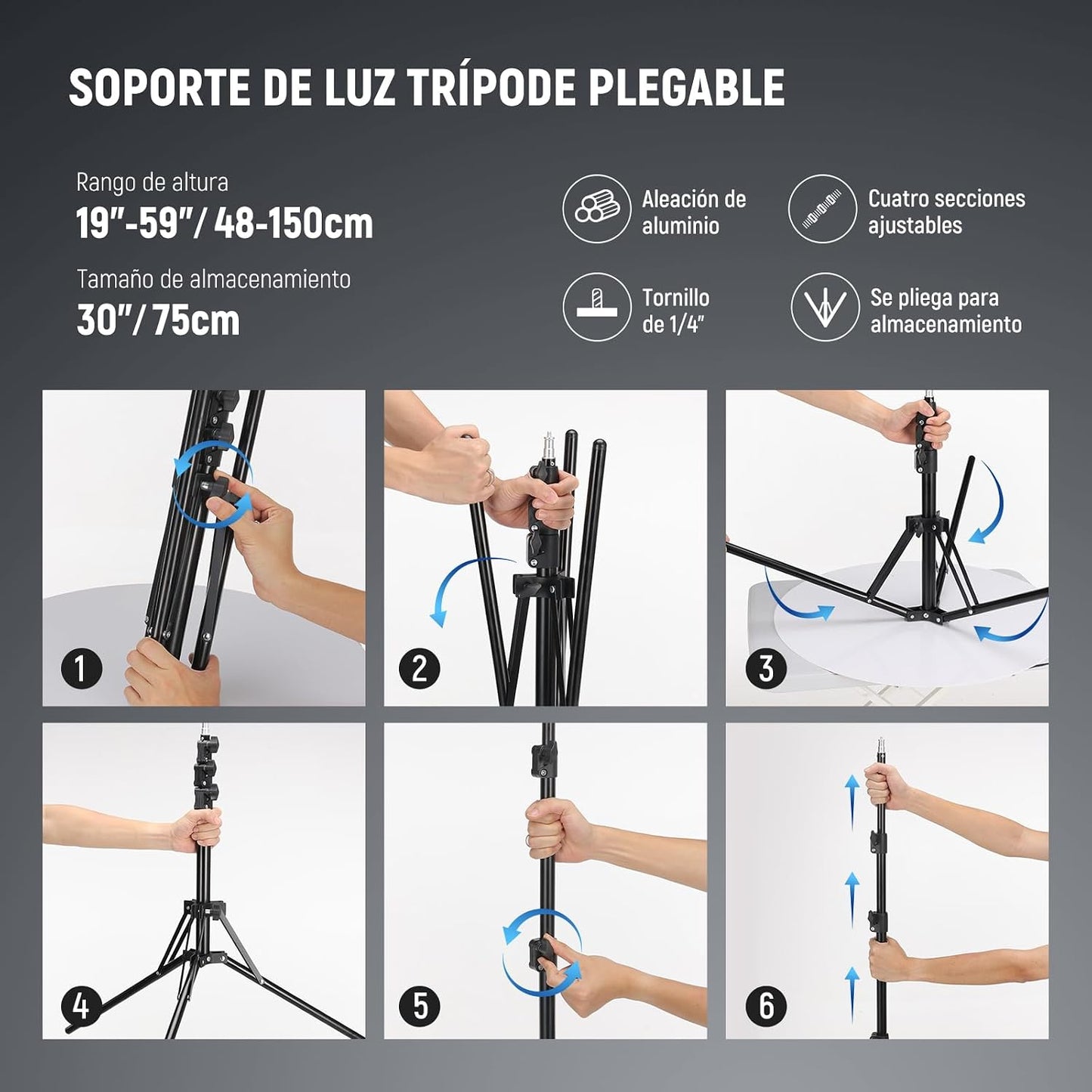 NEEWER Kit de luz de anillo de 18 pulgadas: LED profesional de 55 W...