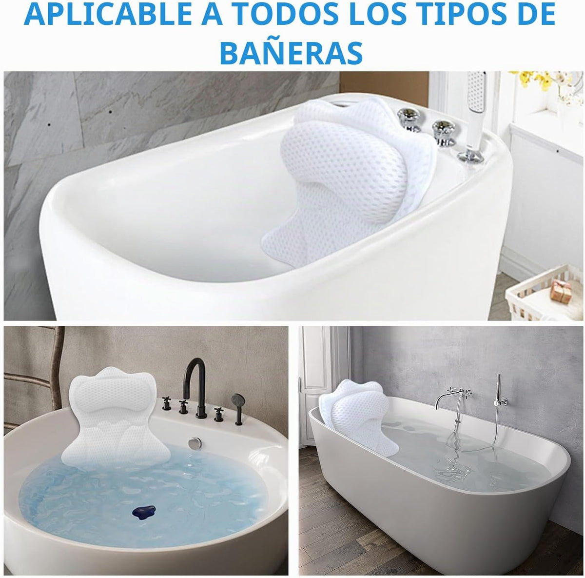 REEZEIVI Almohadas de baño para tina, almohada de baño con 6 ventos...