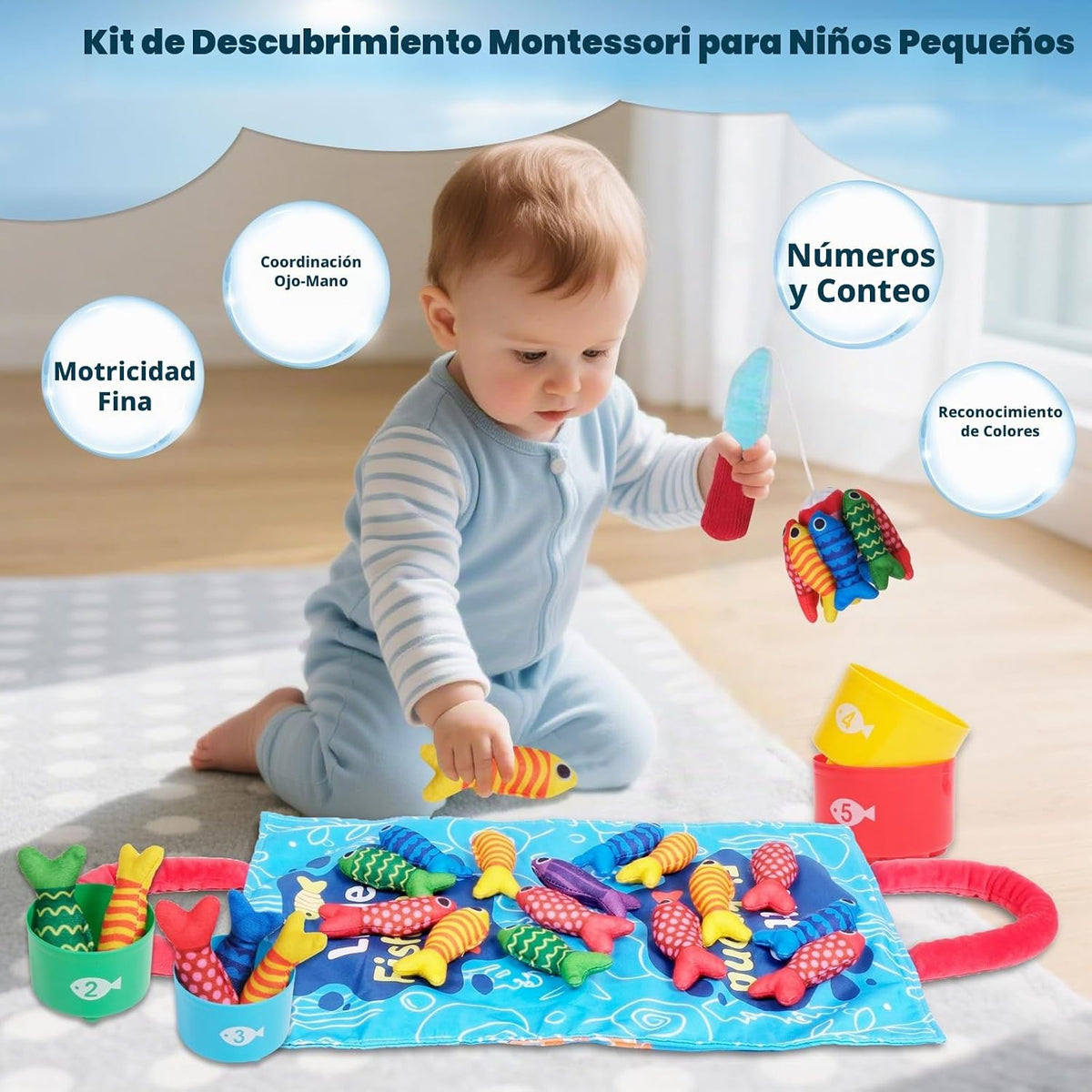 Juguete sensorial Montessori para bebé de 6 a 18 meses, juguete de...