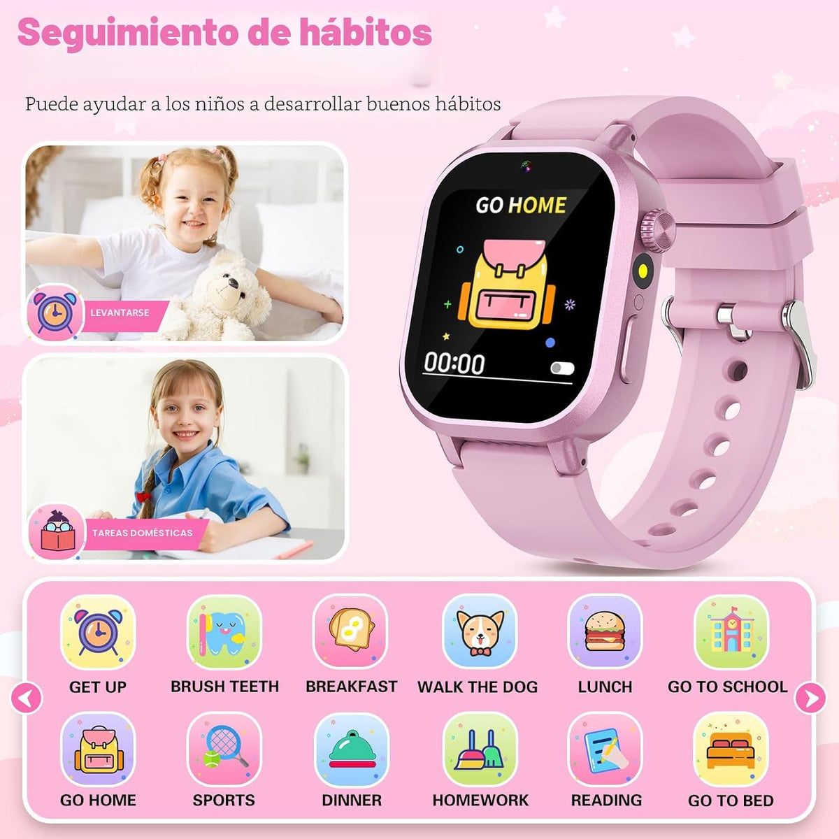 Wiszodet Reloj inteligente impermeable para niños, regalo para niña...