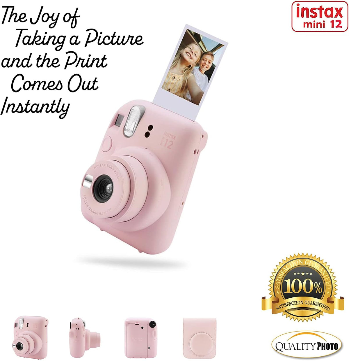 Fujifilm - Cámara instantánea Instax Mini 12 con funda, calcomanías...
