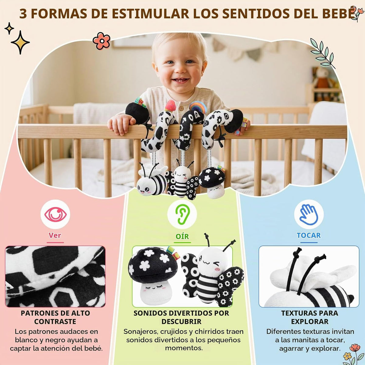 Zendstanding Juguetes en Espiral para Asiento de Coche para Bebés,...