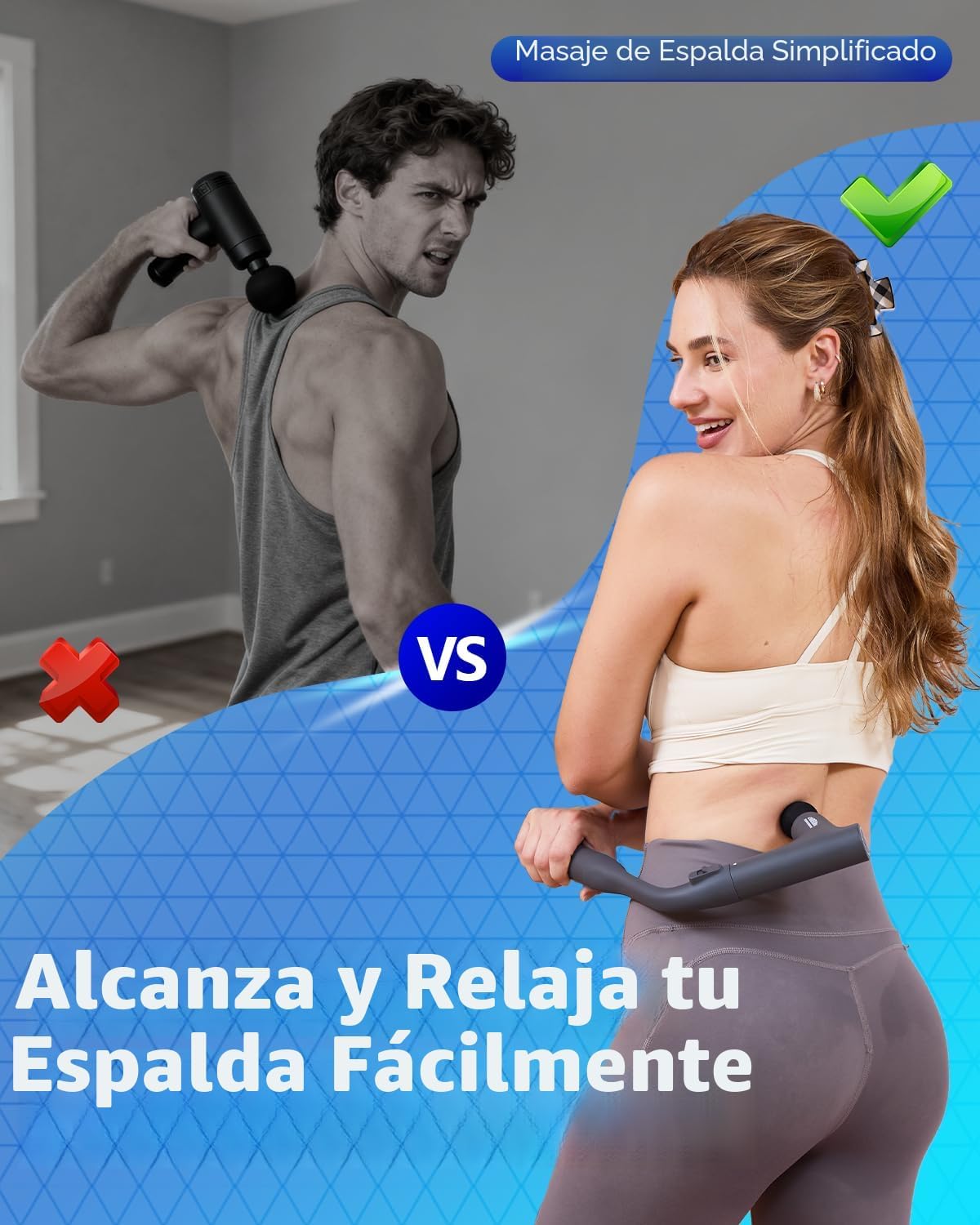 Pistola de masaje desmontable 3 en 1 para tejido profundo con mango...