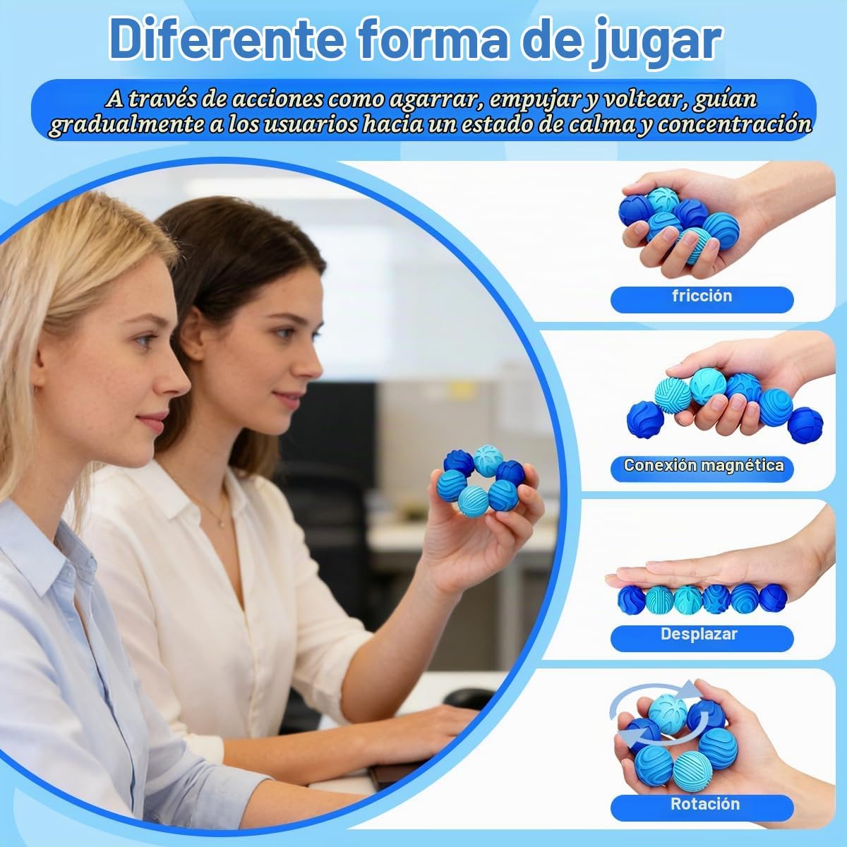 Bolas magnéticas de silicona para adultos y adolescentes, 6 juguete...