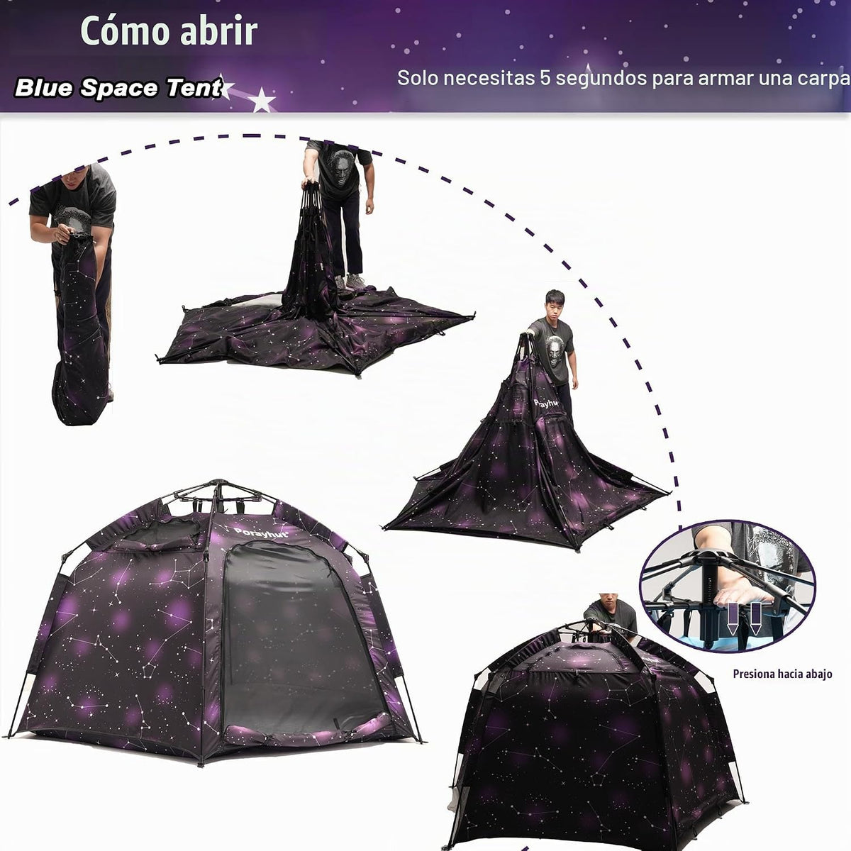 Tienda de campaña hexagonal portátil para niños con tira de luces L...