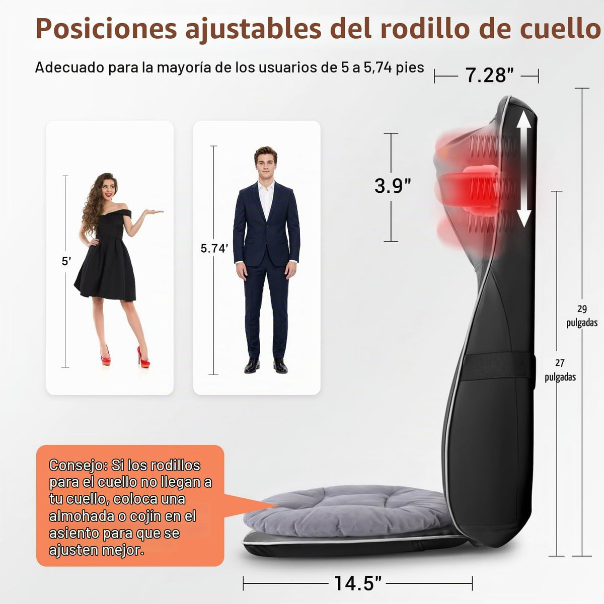 Mynt Shiatsu Masajeador de cuello y espalda con calor, masajeador d...