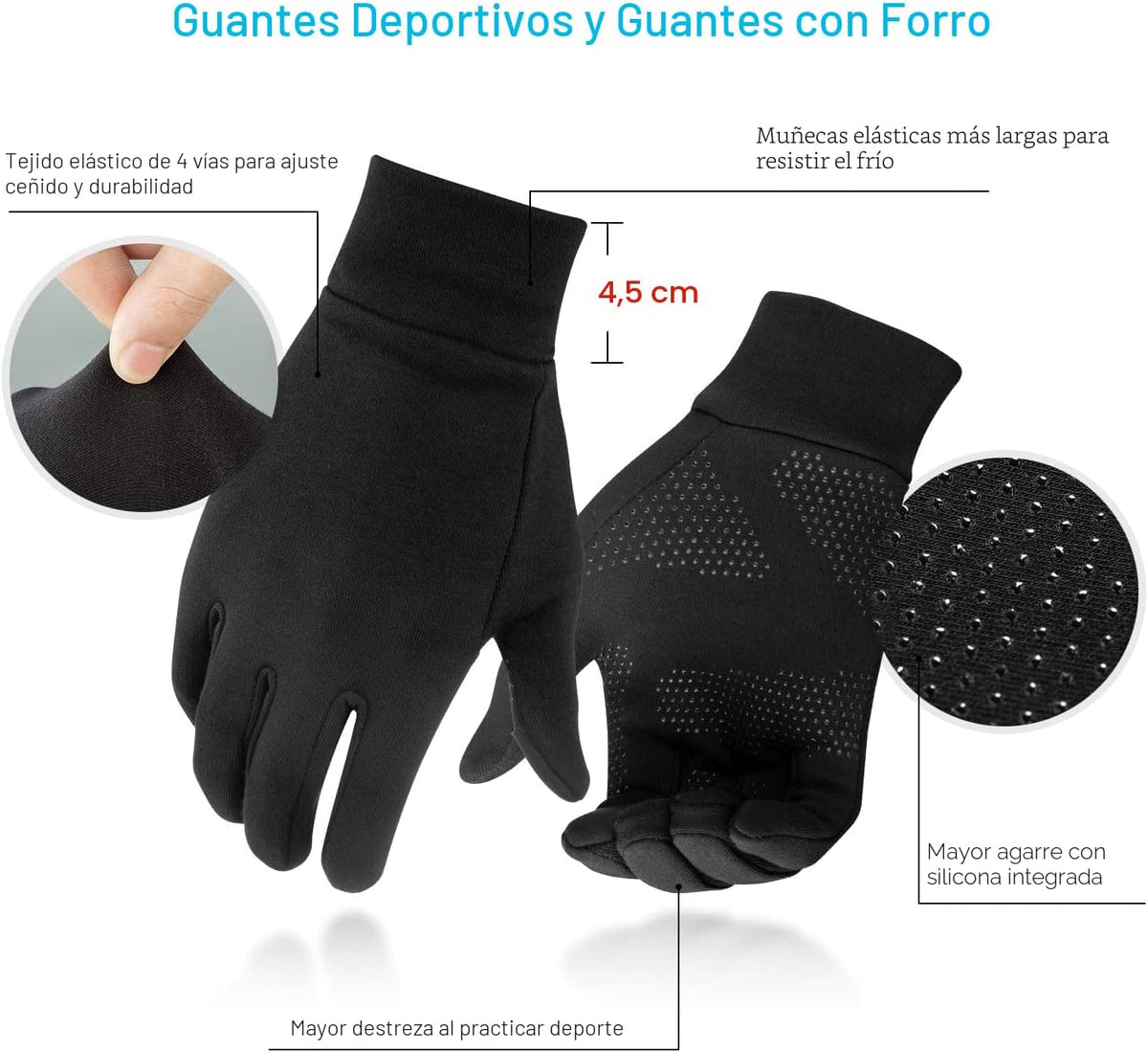 Unigear Guantes ligeros para correr, guantes antideslizantes con pa...