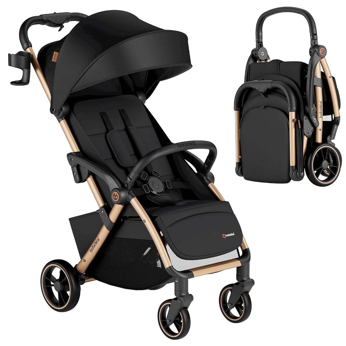Babideal Cochecito de viaje ligero, auto plegable con almacenamient...