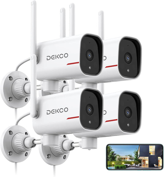 DEKCO - Paquete de 4 cámaras de seguridad para el hogar con cable p...