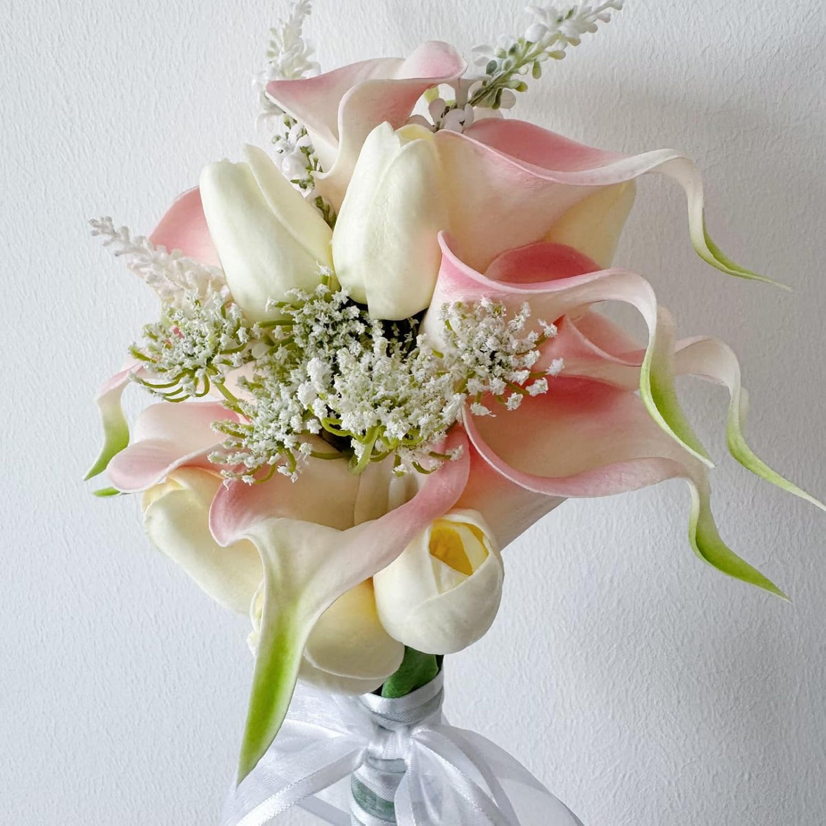 WYcYcW Ramo floral de 12 lirios artificiales con 8 tulipanes artifi...