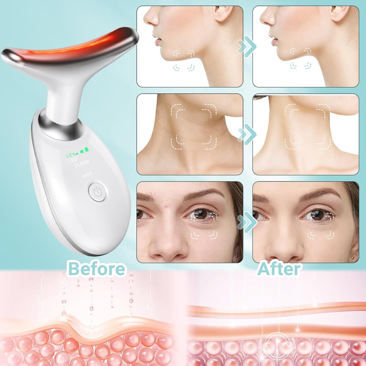 Oriflame Masajeador de cuello y cara, rodillo facial, herramienta p...