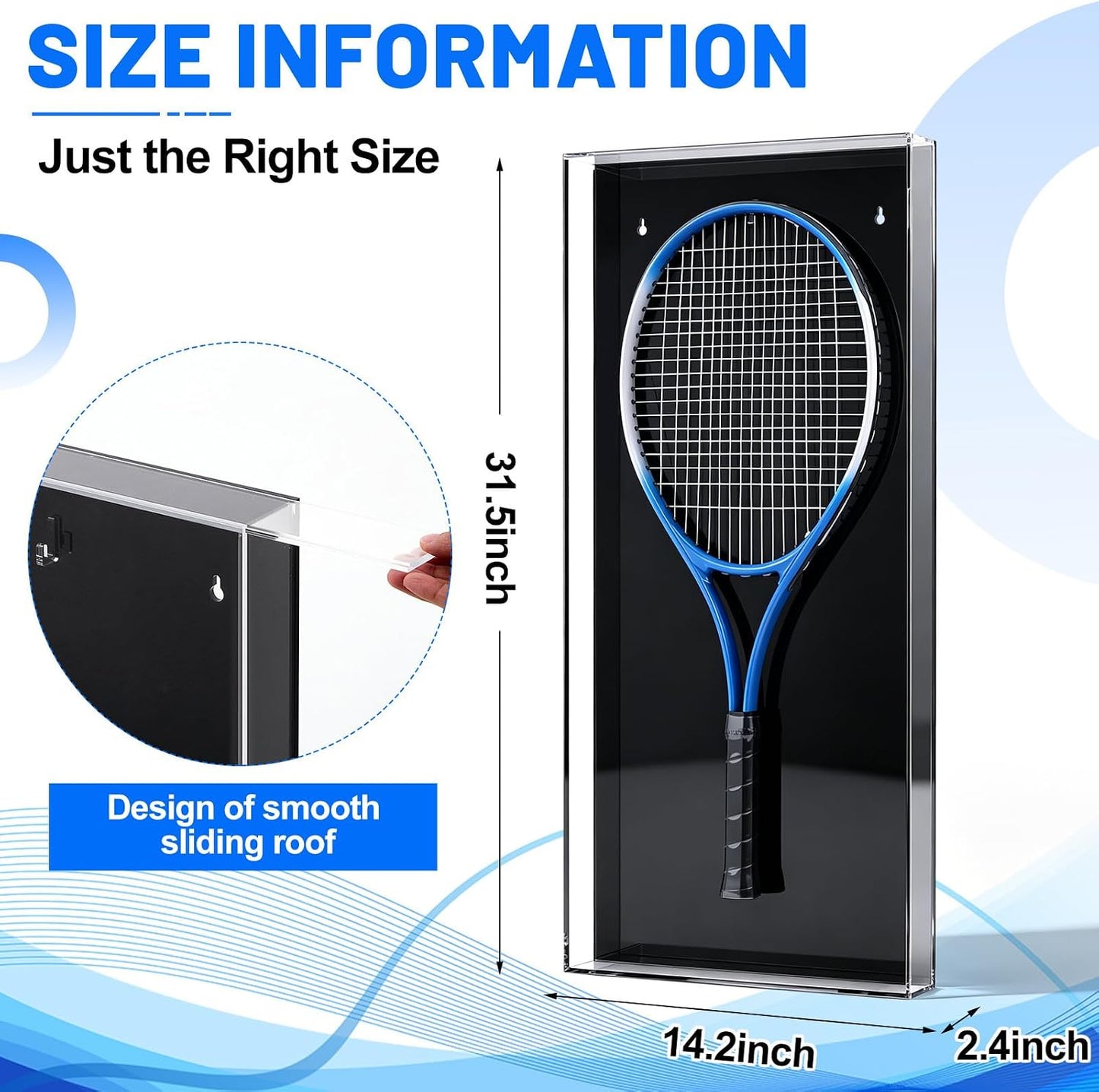 Wesiti Raqueta de tenis acrílica transparente negra para montaje en...
