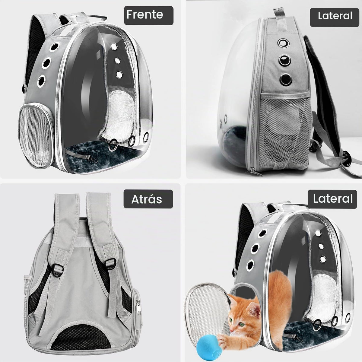 Mochila transportadora para gatos, transportador de mascotas con di...