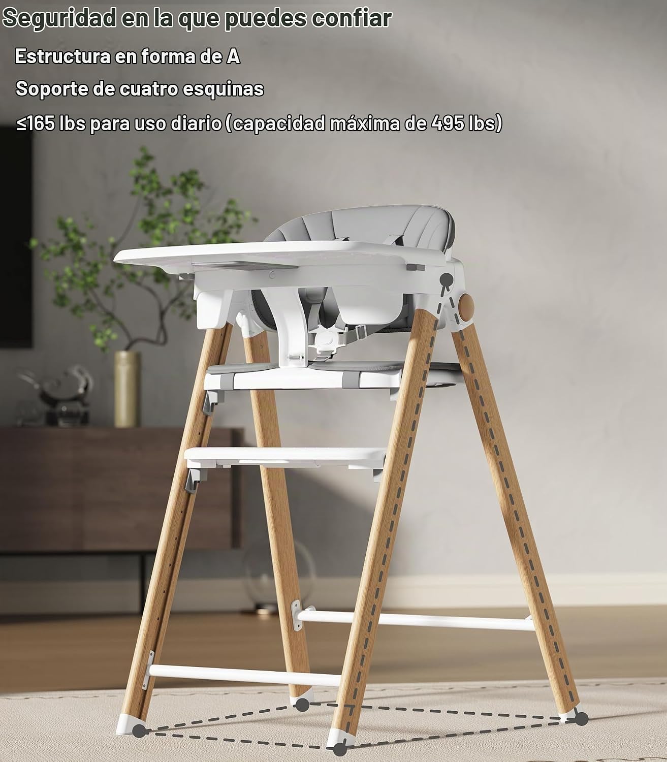 Silla alta convertible para bebé y taburete para niños, sillas alta...