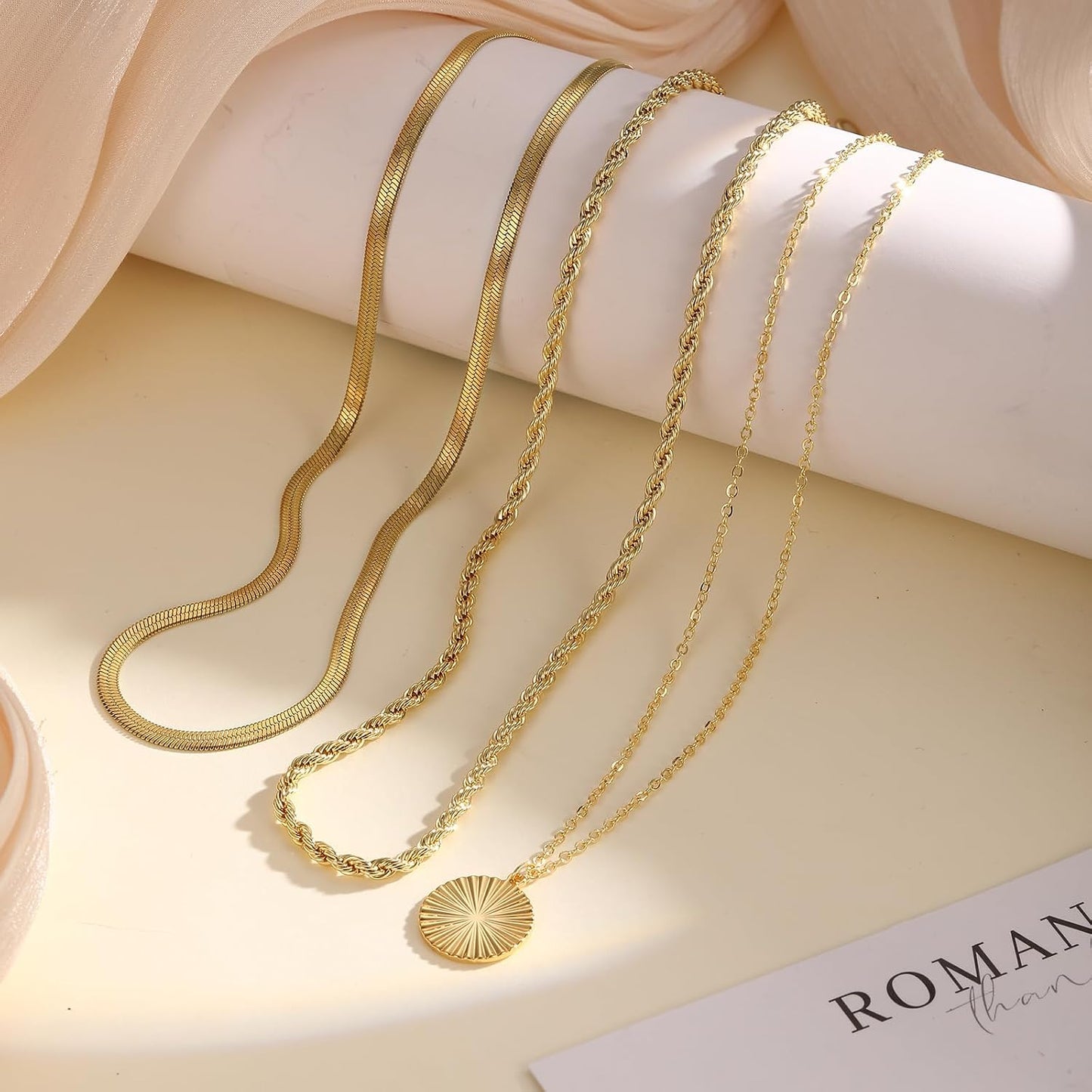 CAROVO Collar en capas de oro\/plata para mujer, chapado en oro\/pl...