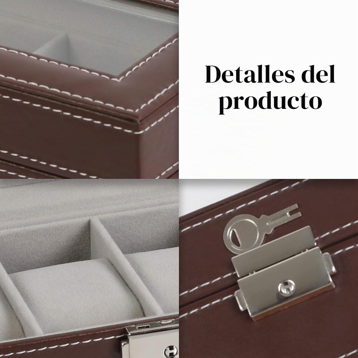 NEX Caja de reloj, 6 ranuras de cuero reloj vitrina de almacenamien...