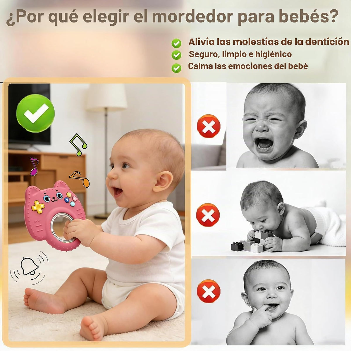 Juguetes de dentición para bebé, juguete sensorial para masticar pa...