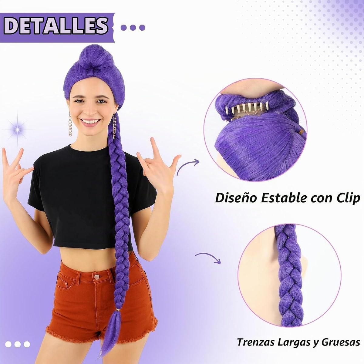 Purehair - Peluca trenzada púrpura de 47 pulgadas de largo para ani...