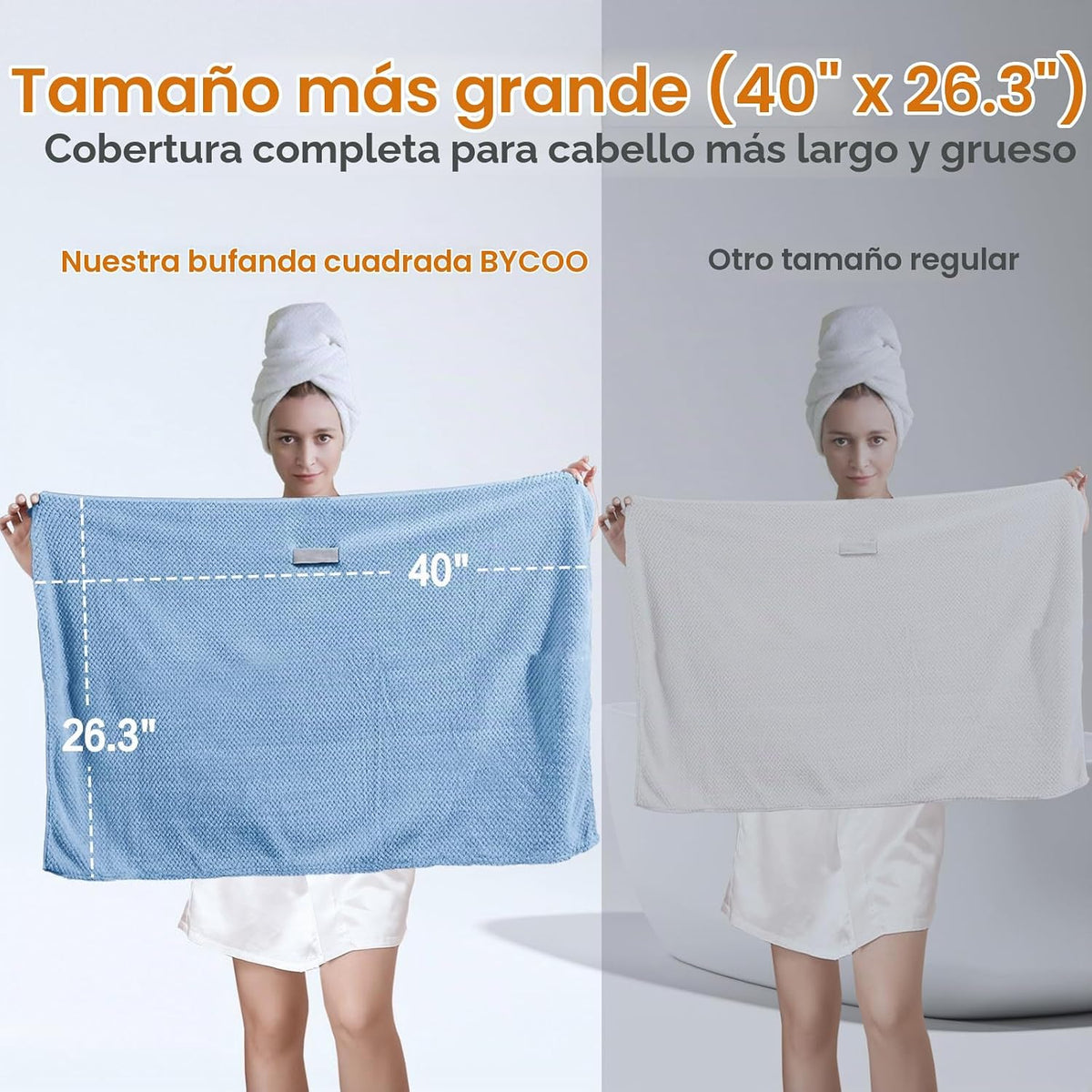 Paquete de 2 toallas envolventes grandes de microfibra para el cabe...