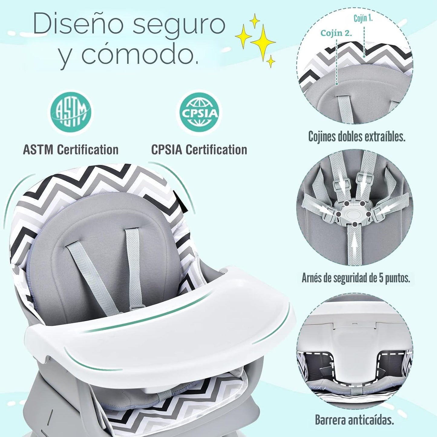 HONEY JOY Silla alta 8 en 1 para bebé, silla alta convertible para...