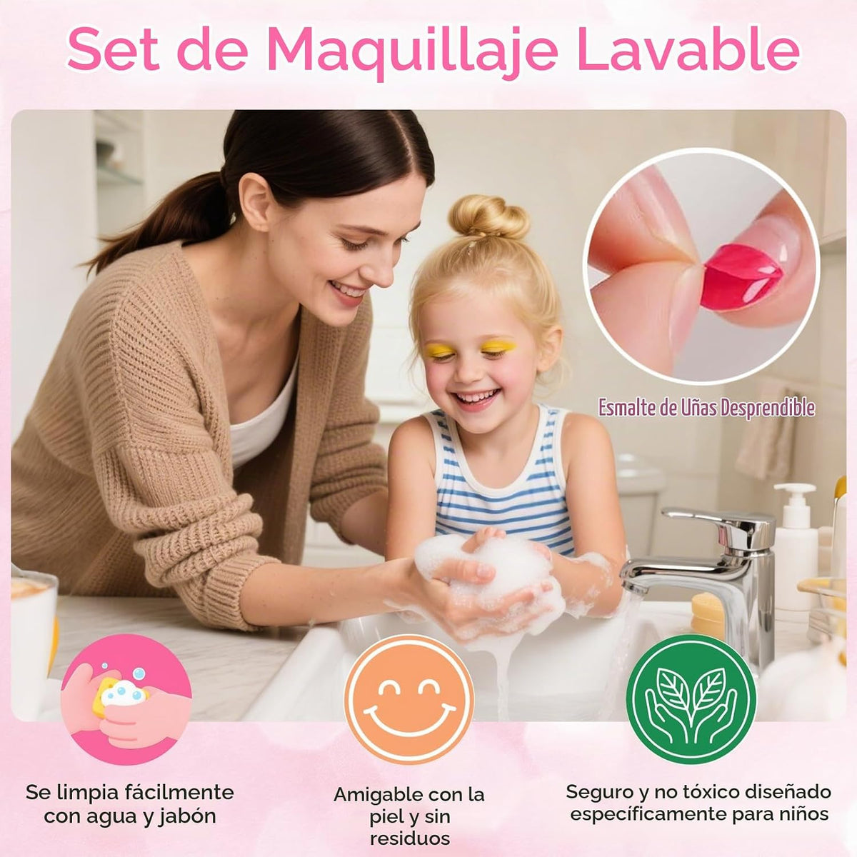 Kit de maquillaje infantil para niñas, juegos de maquillaje lavable...