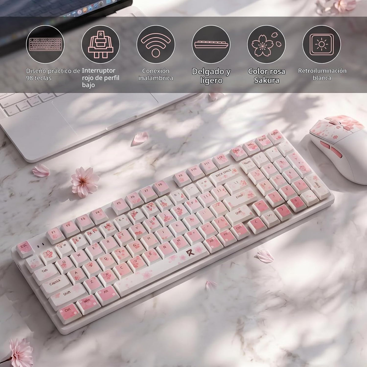 Redragon BS 7552 Combo de teclado y mouse inalámbricos, interruptor...