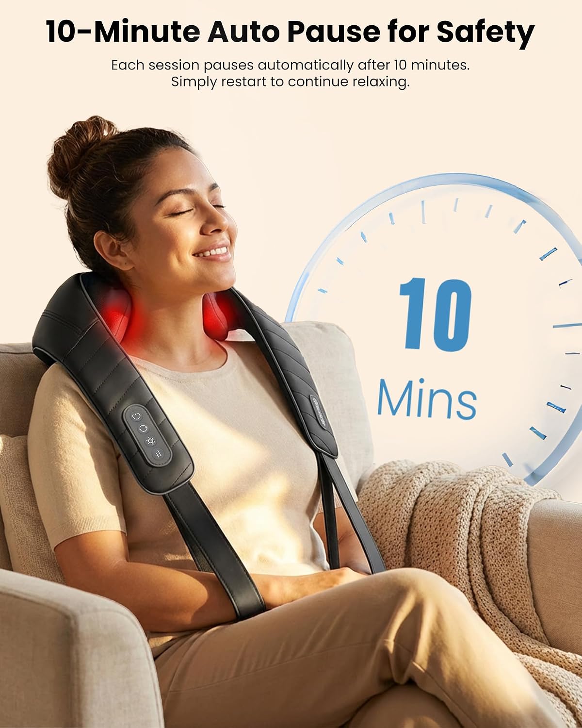 COMFIER Masajeador inalámbrico de cuello y hombros con calor, amasa...