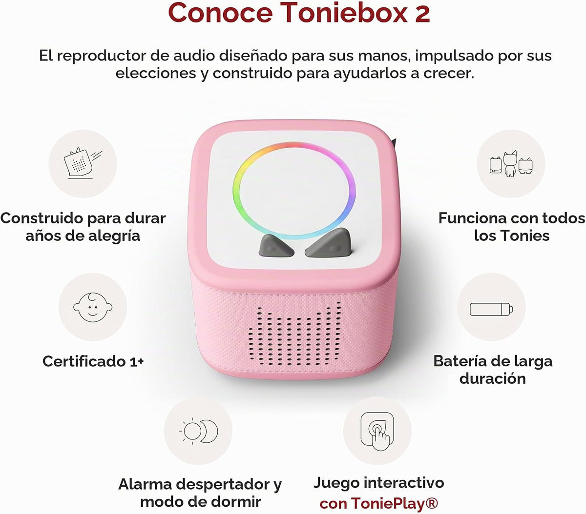 Toniebox Paquete de 2 altavoces con reproductor de audio para niños...