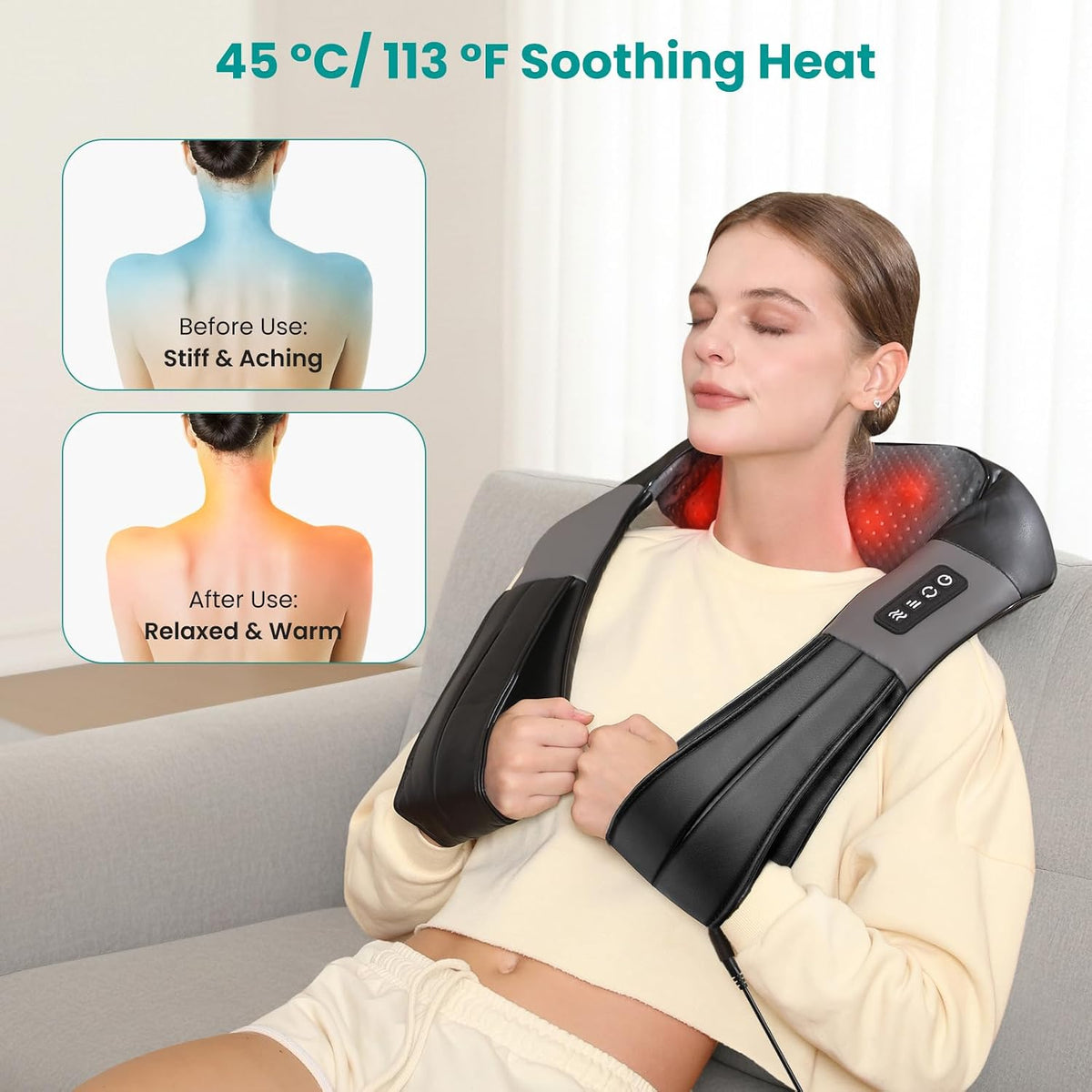 Nekteck Masajeador de Cuello para Alivio del Dolor de Tejido Profun...