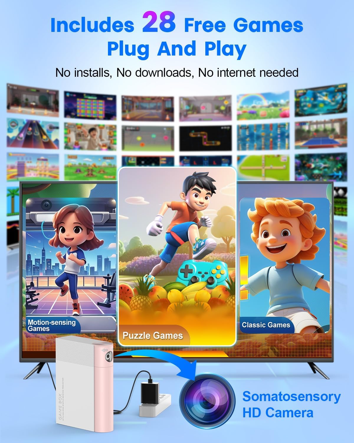 Consola de juegos con detección de movimiento MetFut - 28 juegos di...