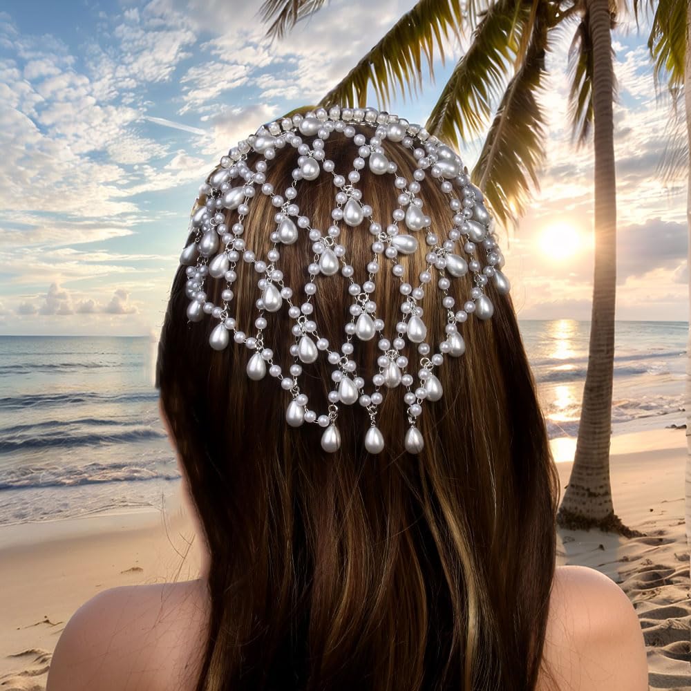 STONEFANS Accesorios plateados para el cabello, tocado de hada de p...