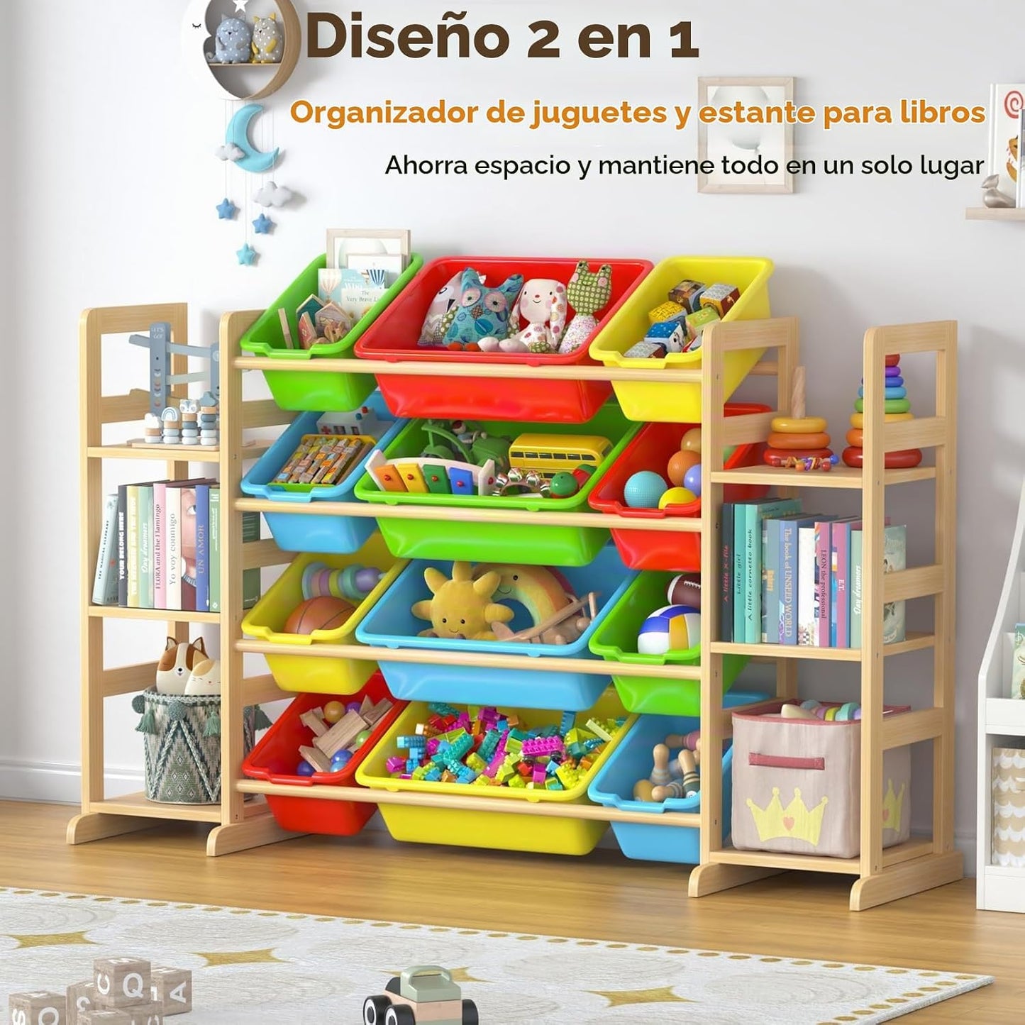 Ratulie Organizador grande de almacenamiento de juguetes para niños...