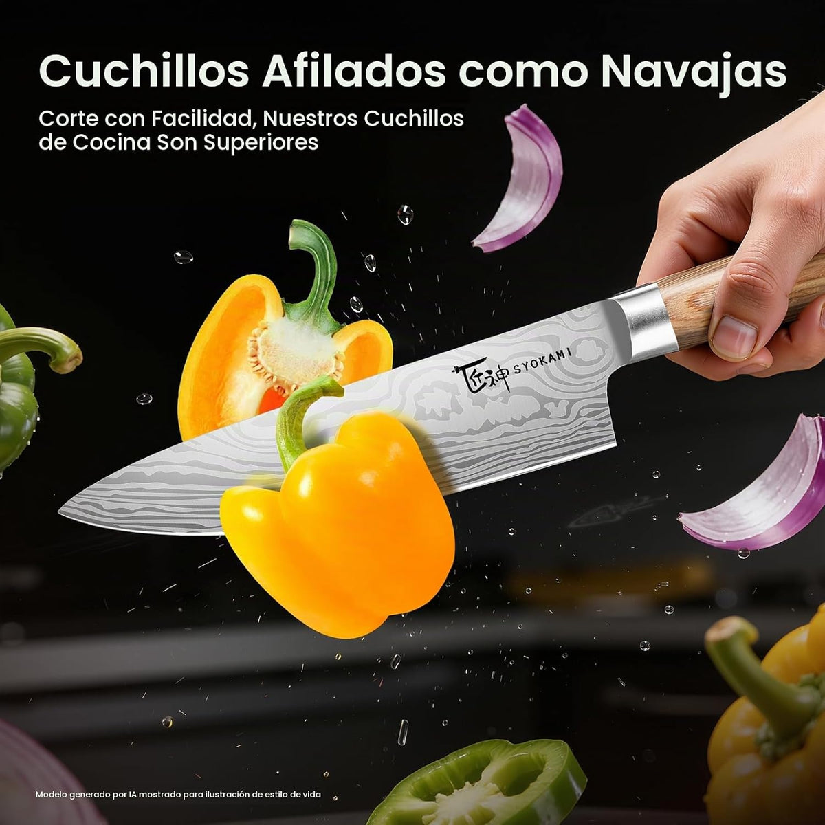 SYOKAMI 2026 - Juego de cuchillos de cocina japoneses con bloque es...