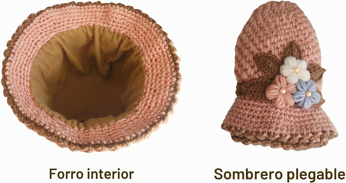 kilsel Sombrero de flores de mujer engrosado con diseño de crochet...