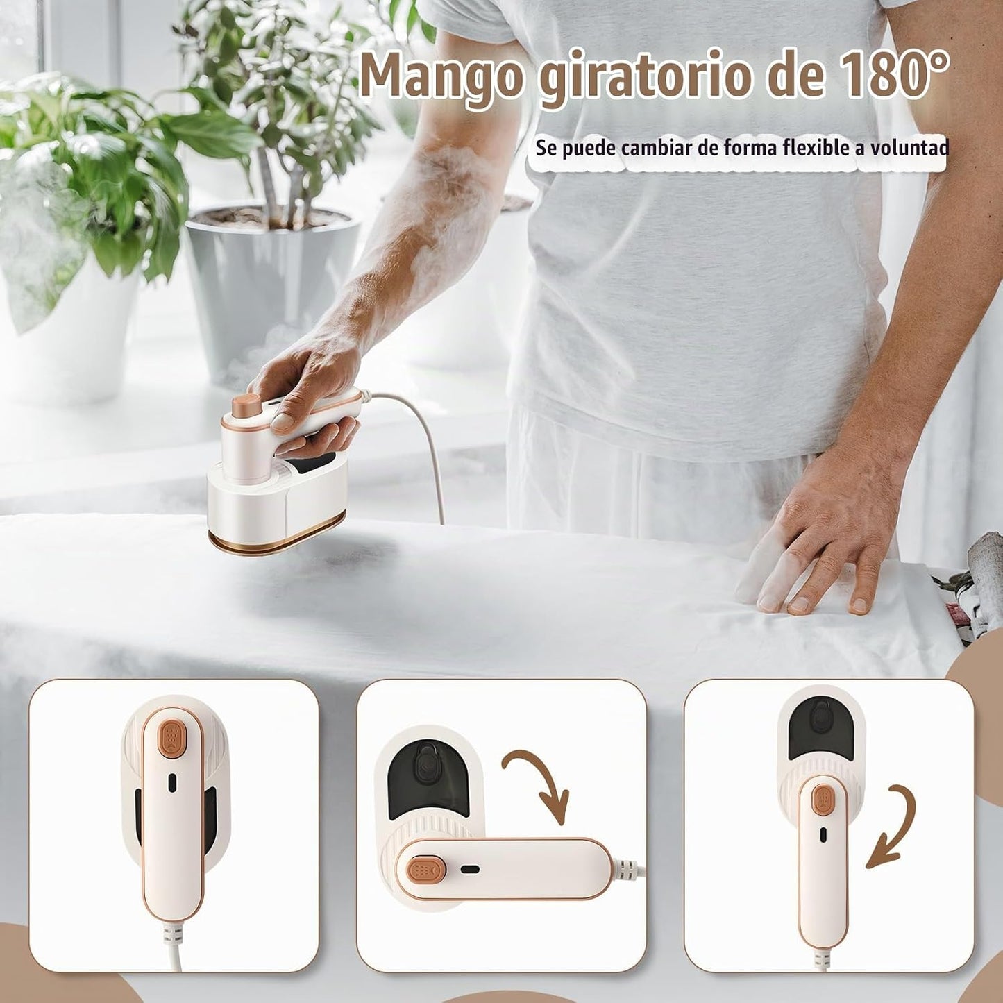 Leriton Mini plancha de viaje portátil para ropa, vaporizador de vi...