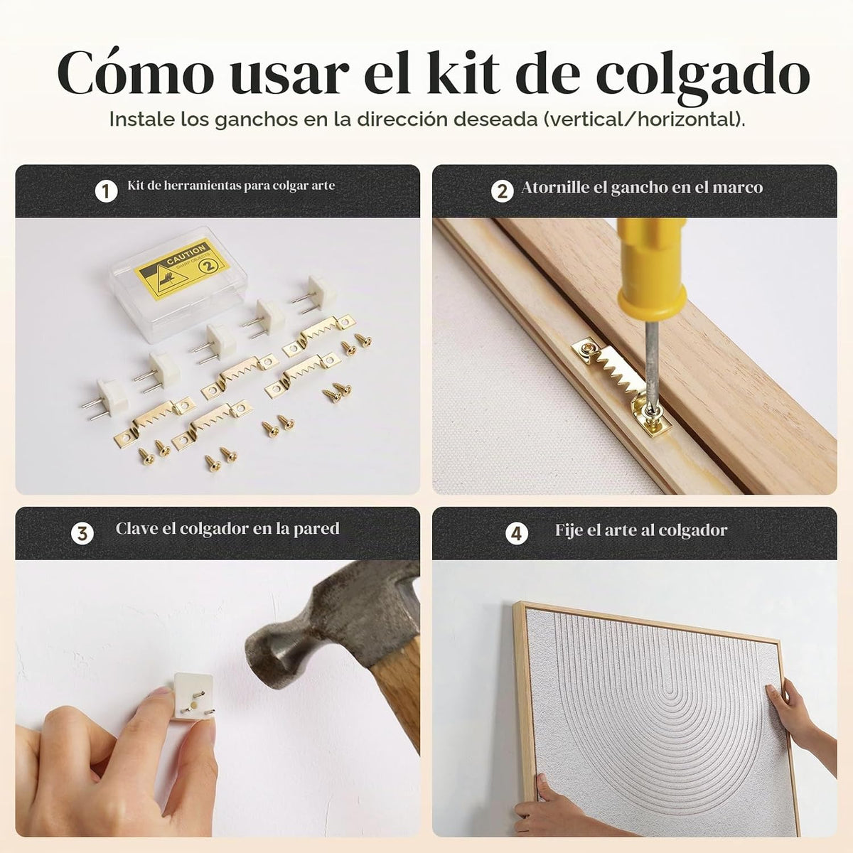 Arte de pared abstracto neutro con marco grande para sala de estar,...