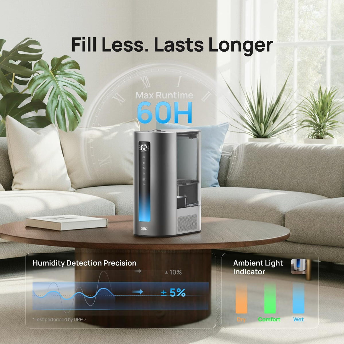 DREO Humidificadores inteligentes de 6L para dormitorio, niebla cál...
