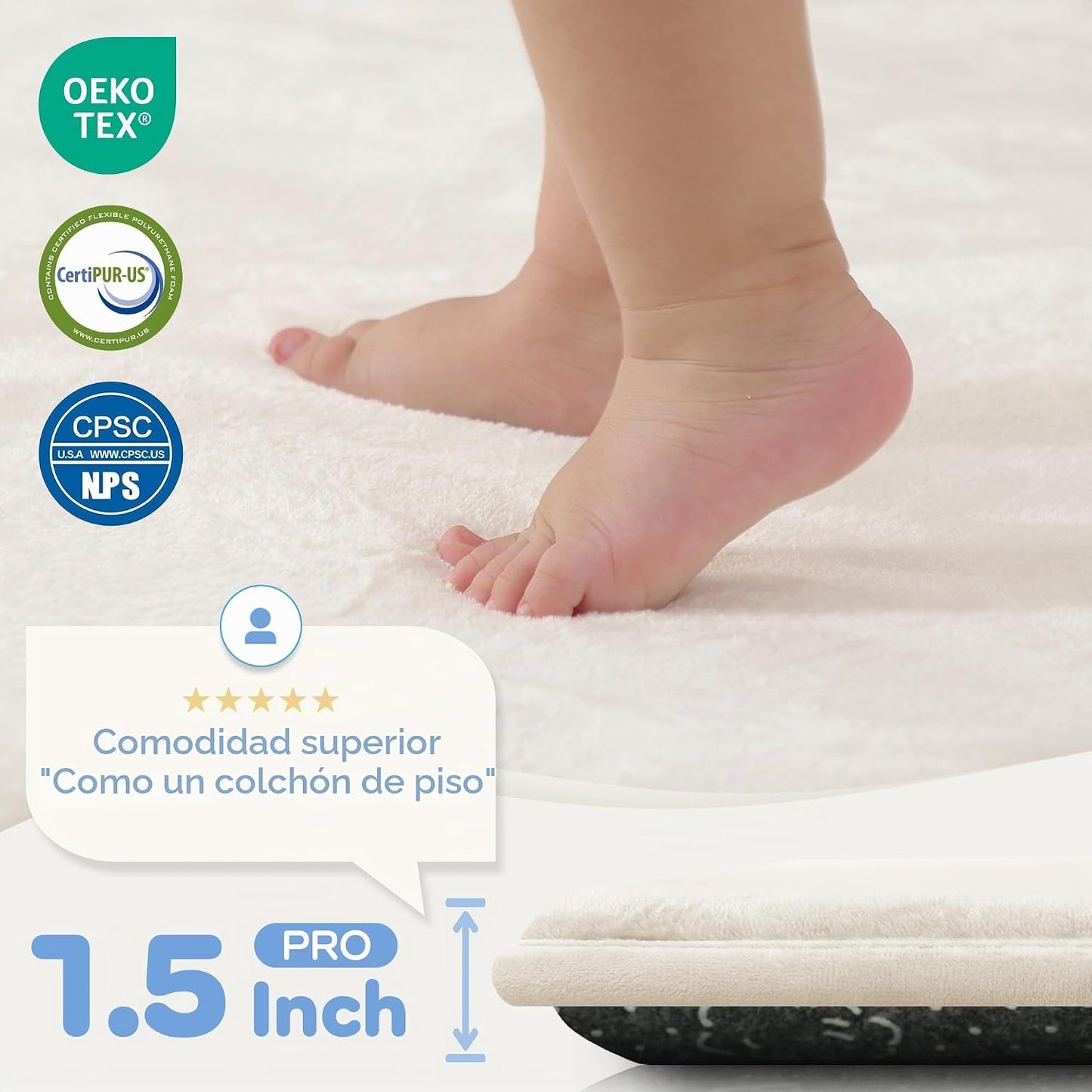 PAPAMAT Tapete de Juego para Bebé de 1.5" de Grosor para Piso,...