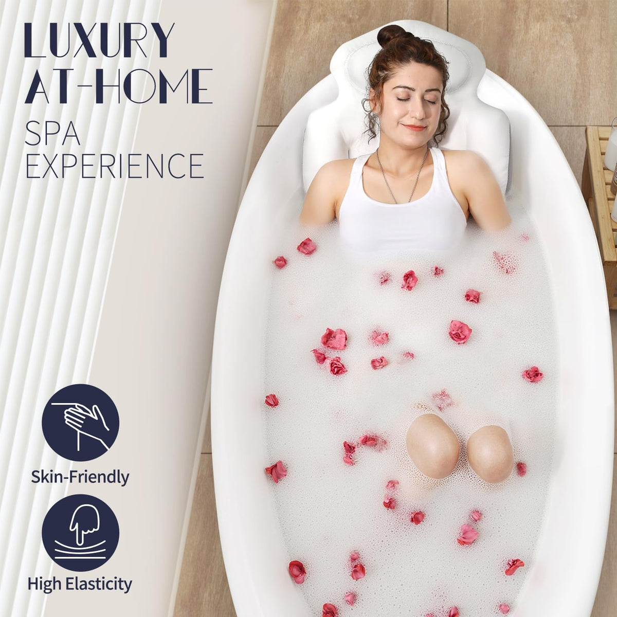 Almohada de baño de cuerpo completo para bañera, alfombrilla gruesa...