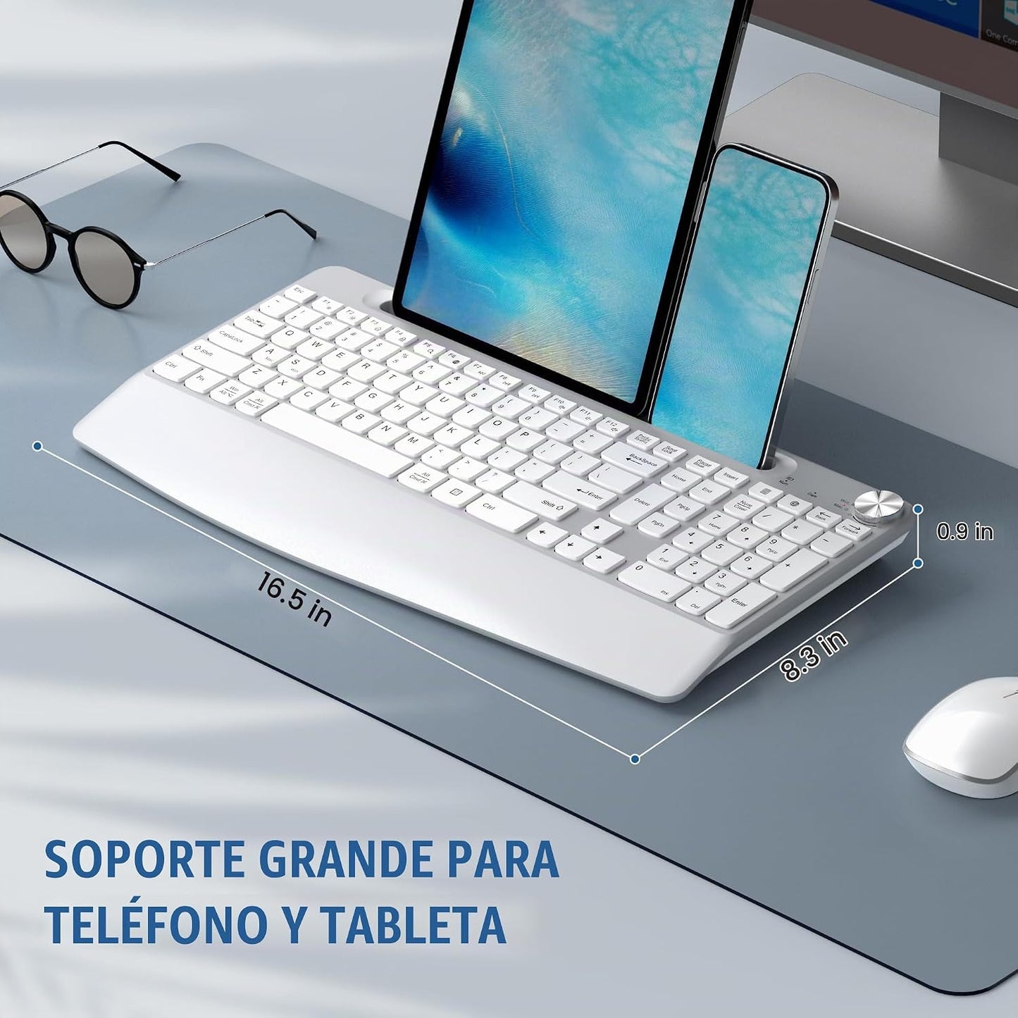 JOYACCESS Combo ergonómico de teclado inalámbrico y ratón, teclado...