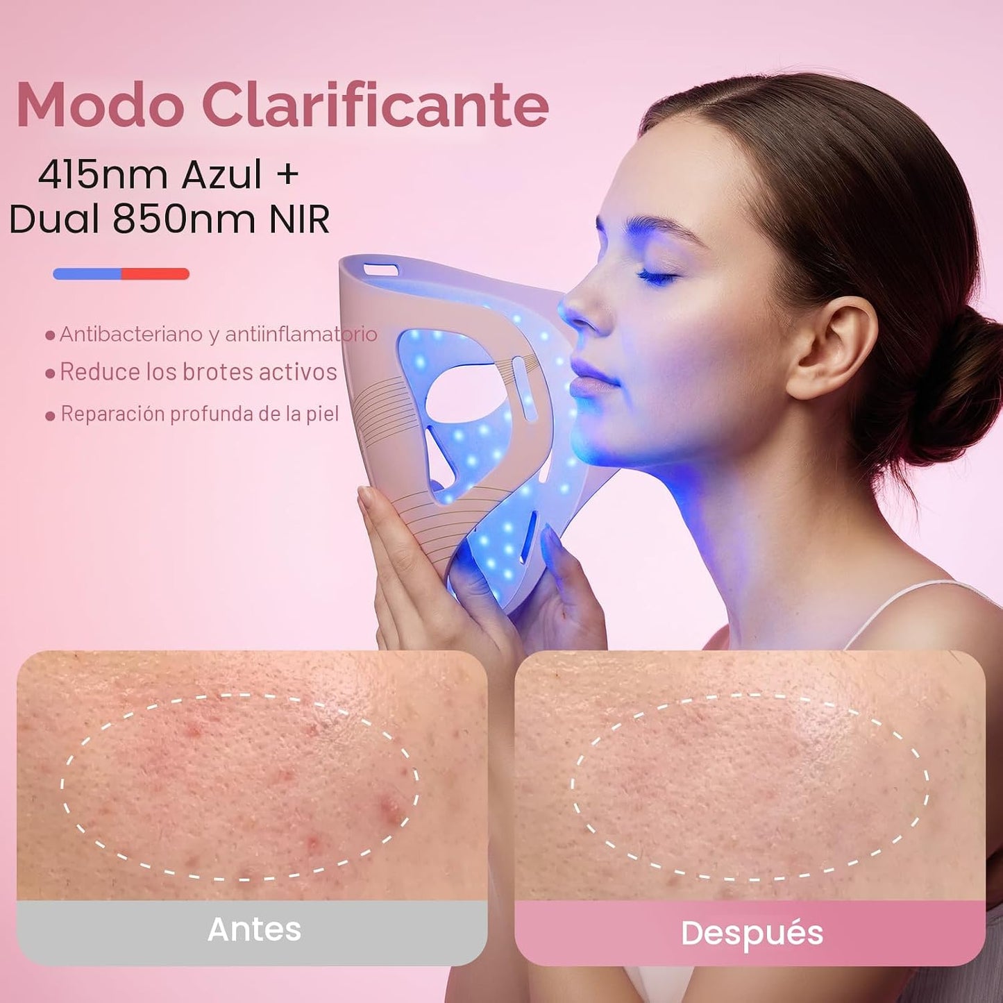 Graart Terapia de luz roja para cara y mandíbula, mascarilla 4D apr...
