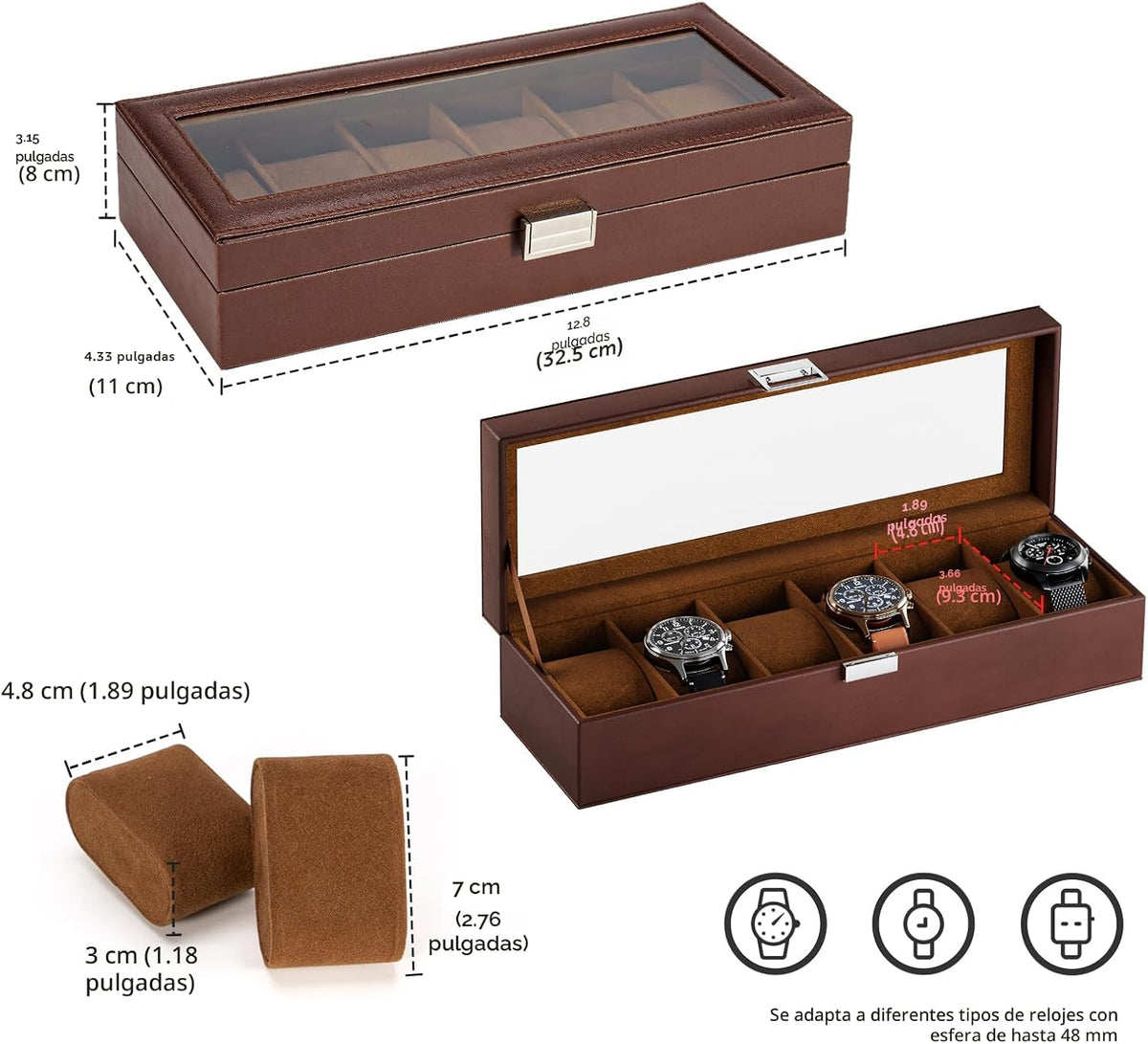 ProCase Caja de reloj, funda de reloj para hombre con 6 ranuras, or...